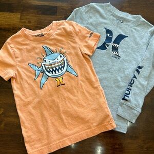 Hurley Kids Shark Graphic T-Shirts - Orange & Gray